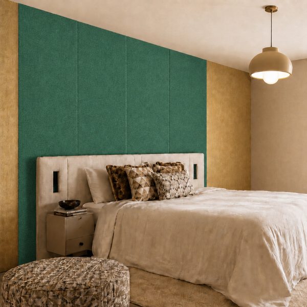 vilt wandpanelen - groen slaapkamer