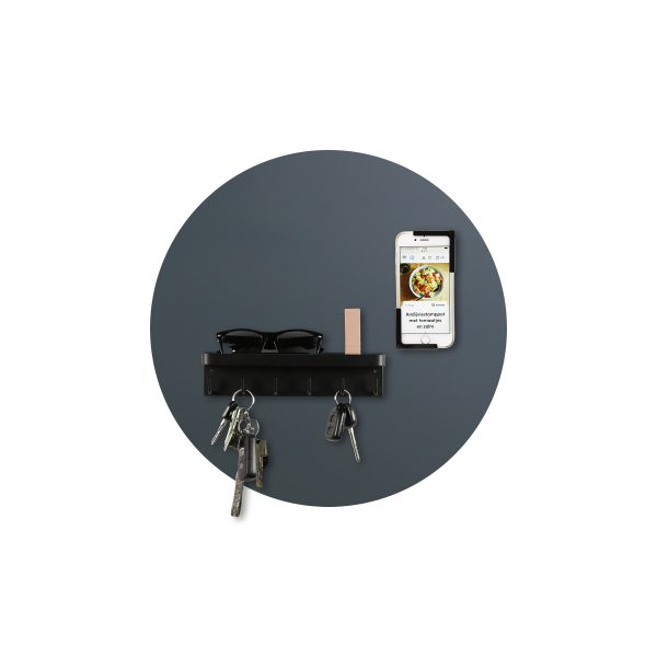 Design magneetbord rond staal blauw