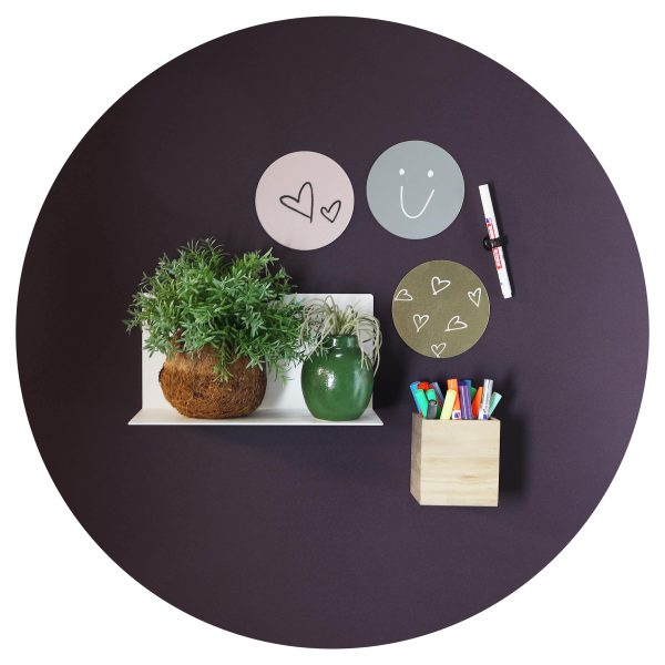Design magneetbord rond aubergine 80 Design magneetbord rond aubergine