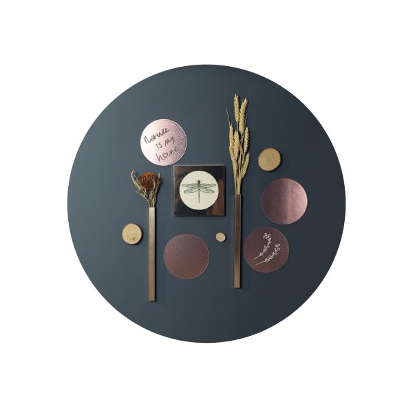 Design magneetbord rond - staal blauw