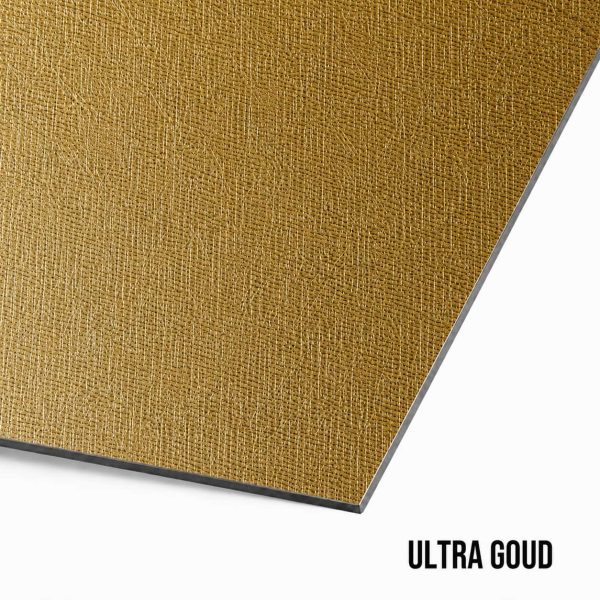 Hoek staal sample ultragoud met tekst