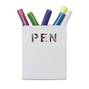 Magneetbakje pen wit metaal (1)