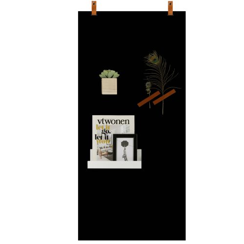 Magneetbord mat – krijtbord zwart leren straps 1