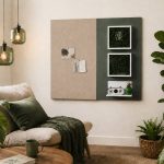 Magneetbord & viltwand combinatie keuken olijf en lichtbruin