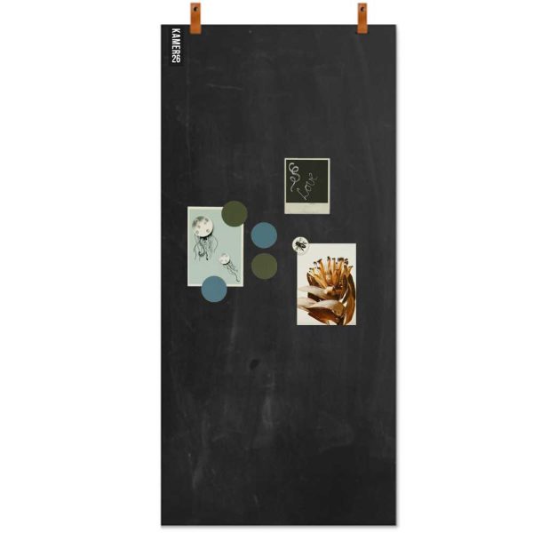 magneetbord beschrijfbaar oudzwart leren straps + magneten