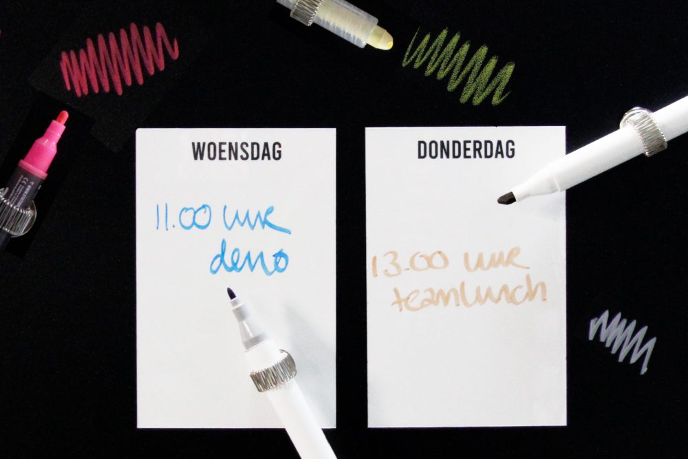 Krijtstiften en whiteboardmarkers