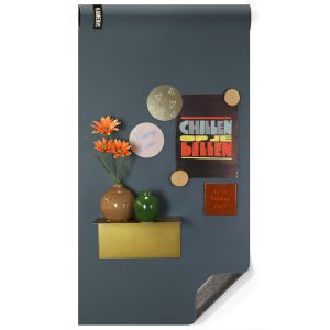 Magnetisch designbehang - luxe staalblauw soft
