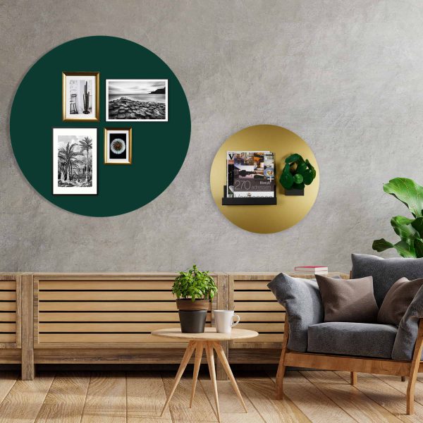 mockup magneetborden beschrijfbaar rond mosgroen goud