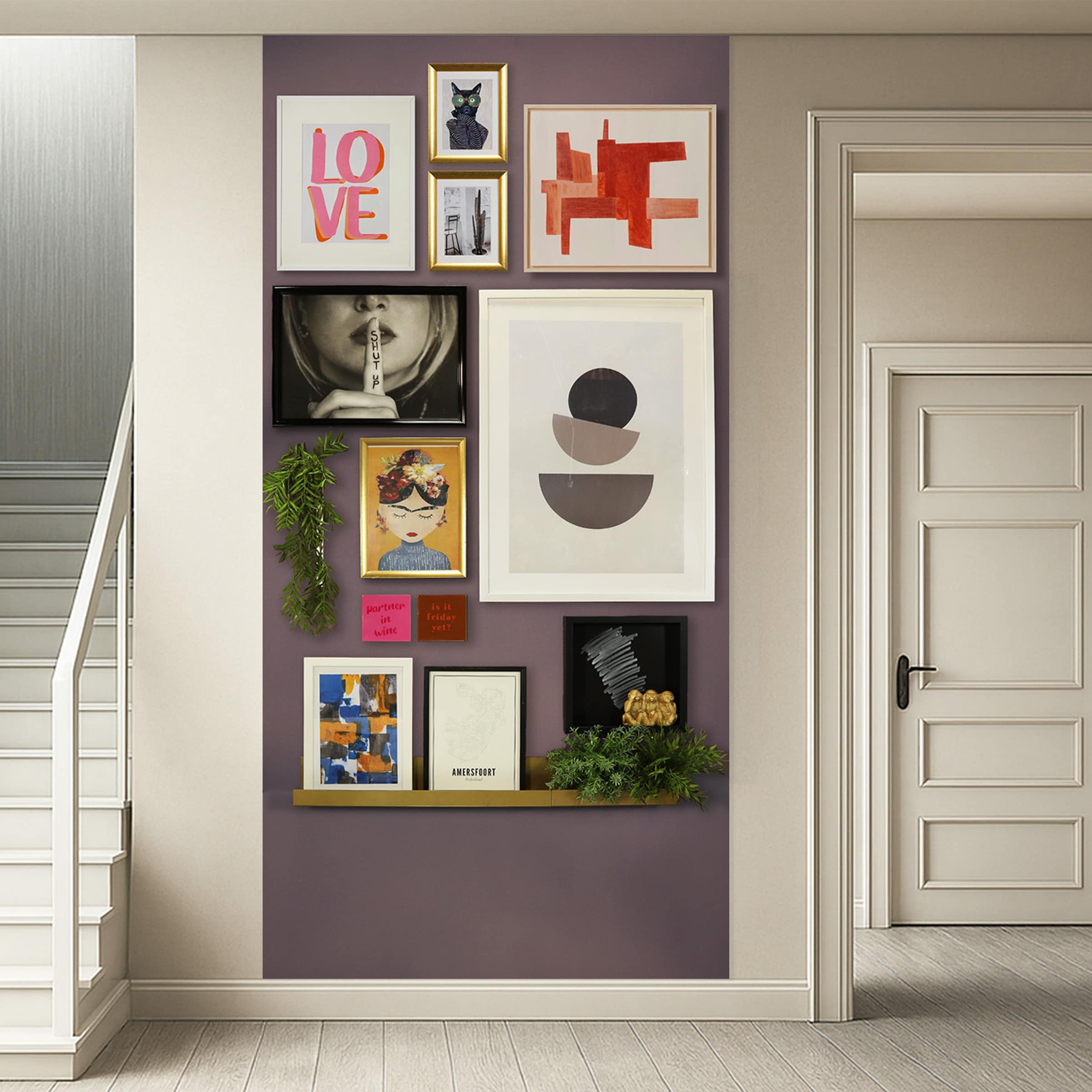 Design magneetbehang luxe aubergine Design magneetbehang luxe aubergine