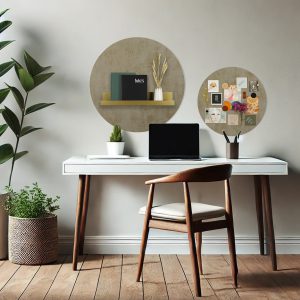 design magneetbord rond beton goud