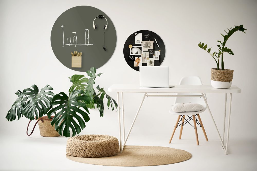 magneetbord rond beschrijfbaar olijfgroen oudzwart