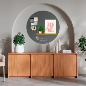 magneetbord rond beschrijfbaar donkergrijs