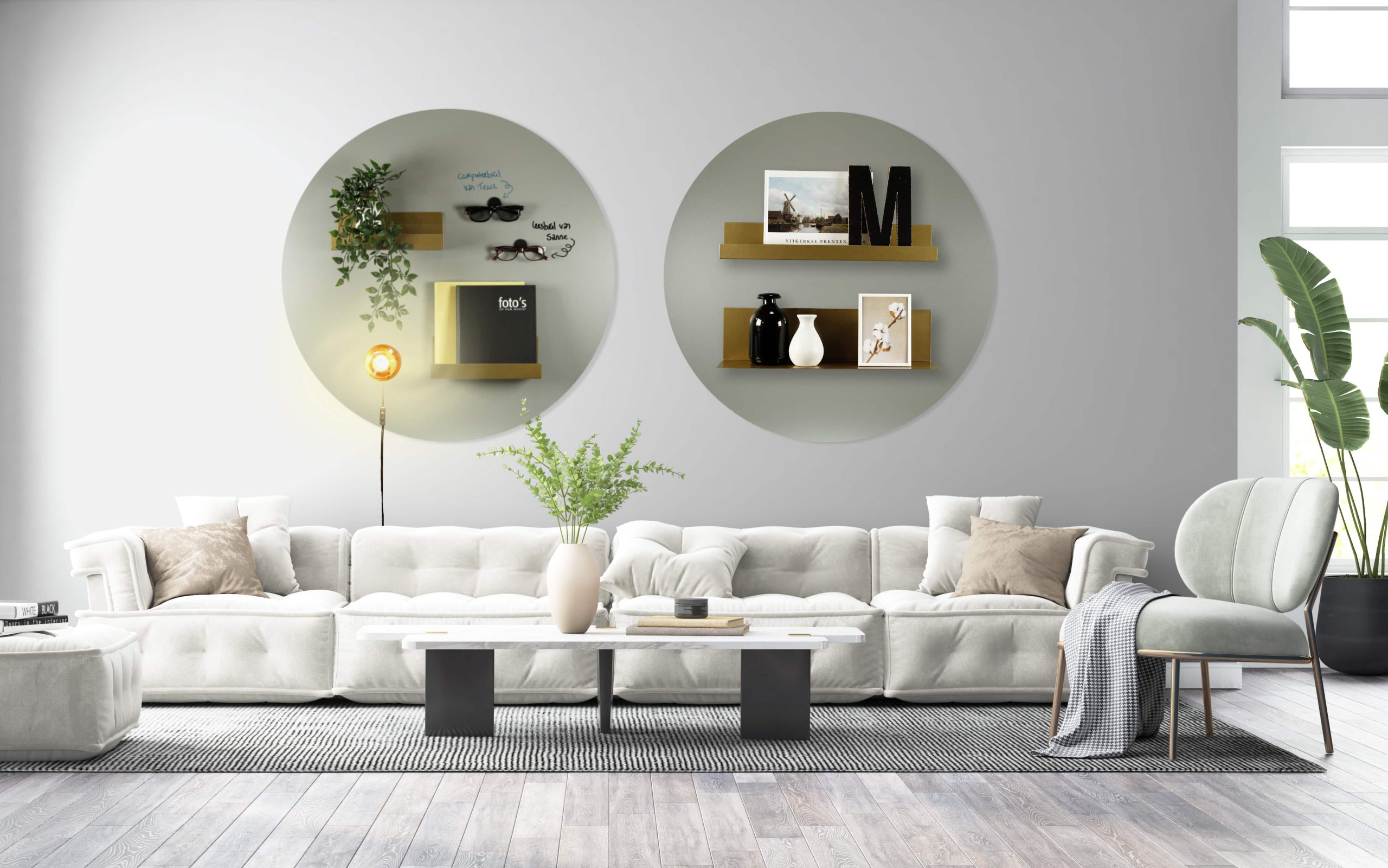 mockup magneetborden beschrijfbaar rond groengrijs