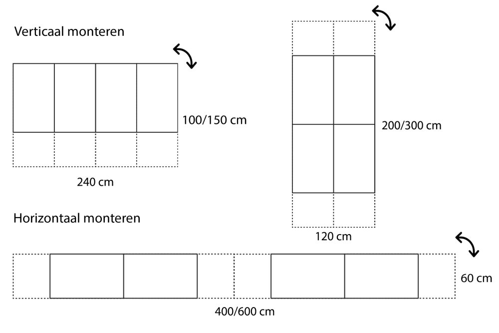 Montage magneetwand XL- 4 bordpanelen hor_vert 1