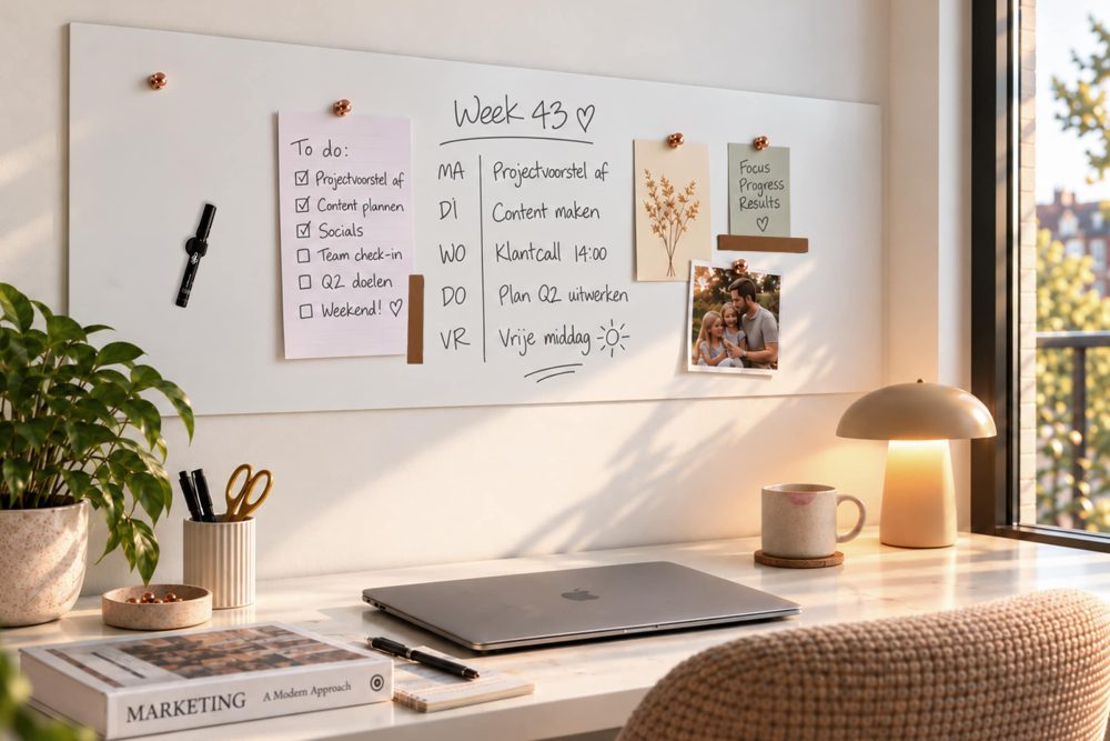 Starters kit - zelfklevend magneetbehang wit met accessoires