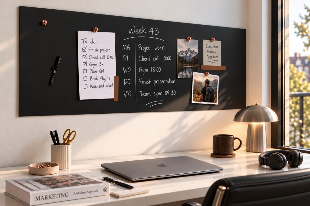 Starters kit - zelfklevend magneetbehang zwart met accessoires