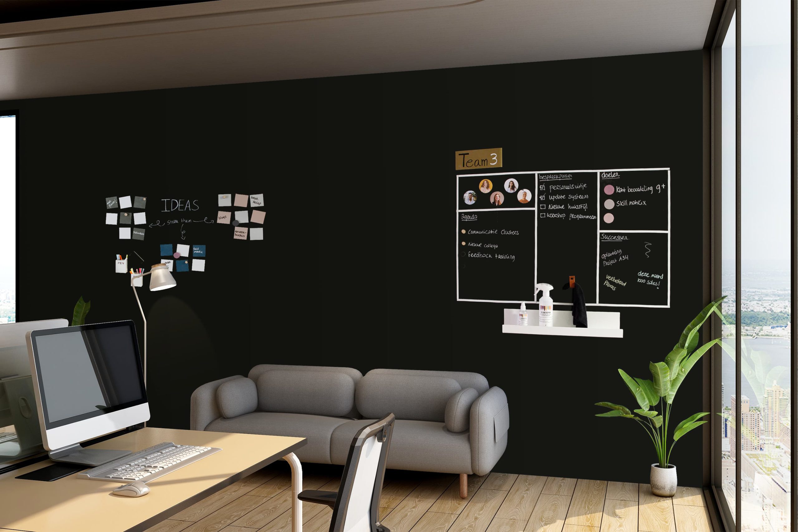 magneetbehang krijtbord zwart kantoor