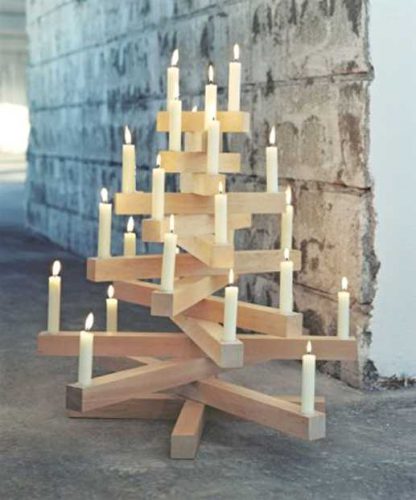 kerstboom hout kaarsjes