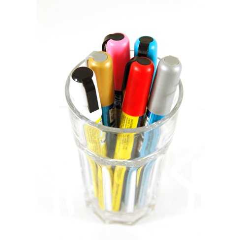 krijtstiften wit blauw roze rood zilver goud