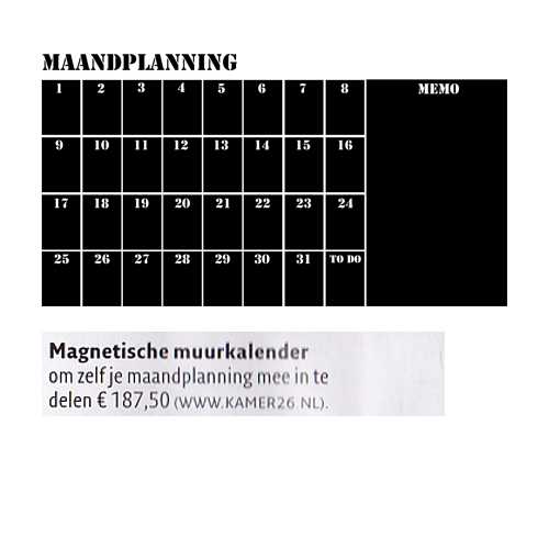 magneetbord muurkalender