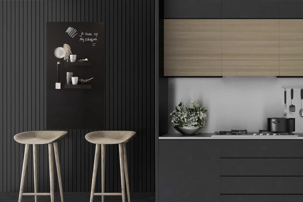mockup magneetbord zwart keuken